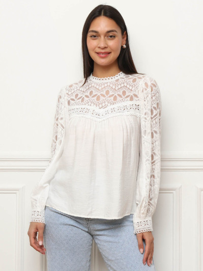 Blouse fluide à dentelle et crochet