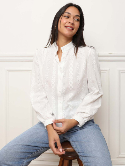 Chemisier à motif en broderie anglaise