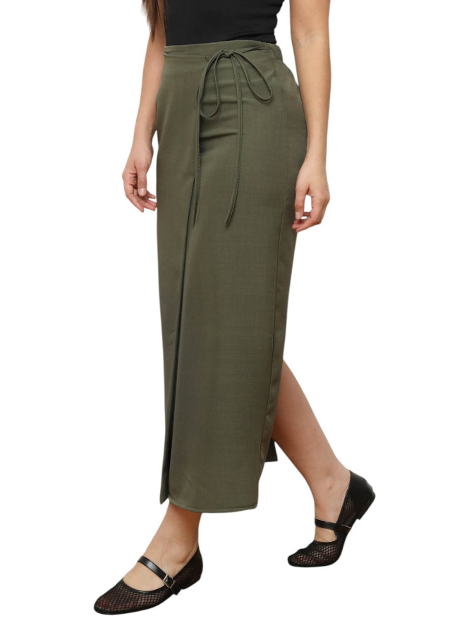 Jupe longue portefeuille kaki