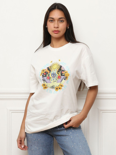 T-shirt oversize avec imprimé blanc
