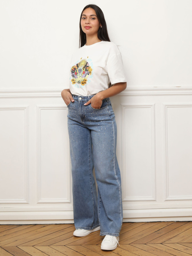 T-shirt oversize avec imprimé blanc