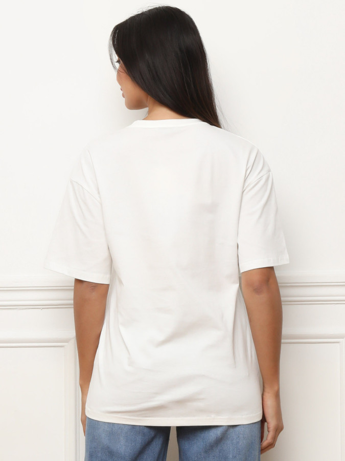 T-shirt oversize avec imprimé blanc