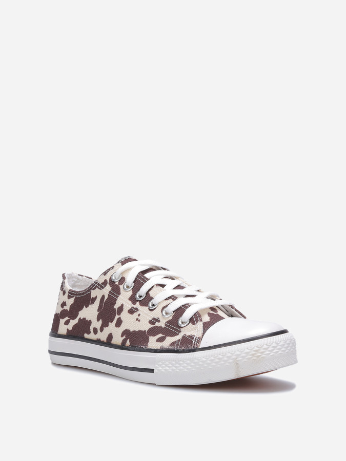 Tennis basses en toile beige/marron