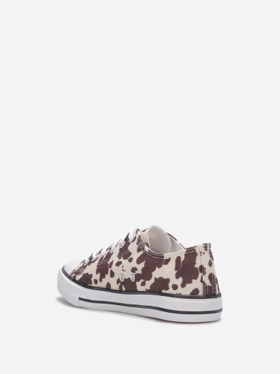 Tennis basses en toile beige/marron