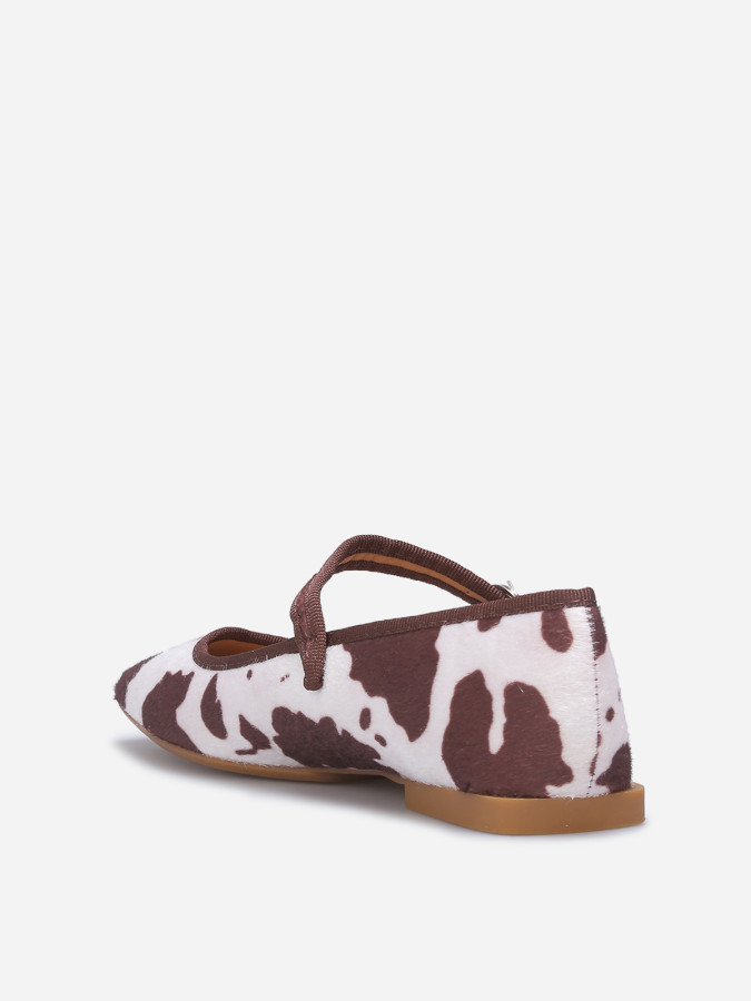 Ballerines marron à bride et motif animal