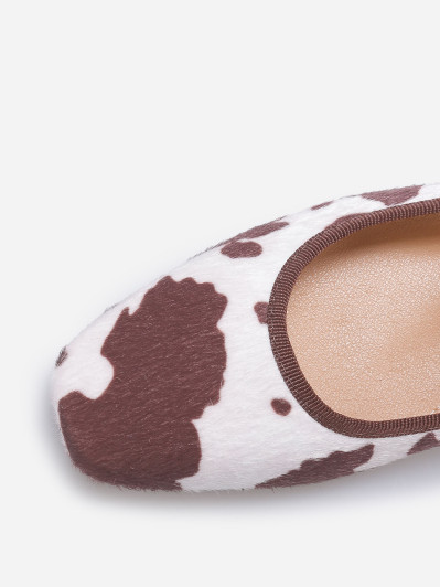Ballerines marron à bride et motif animal