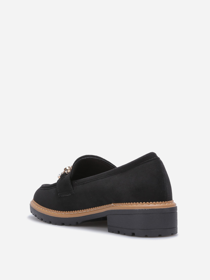 Mocassins en suédine à strass noirs