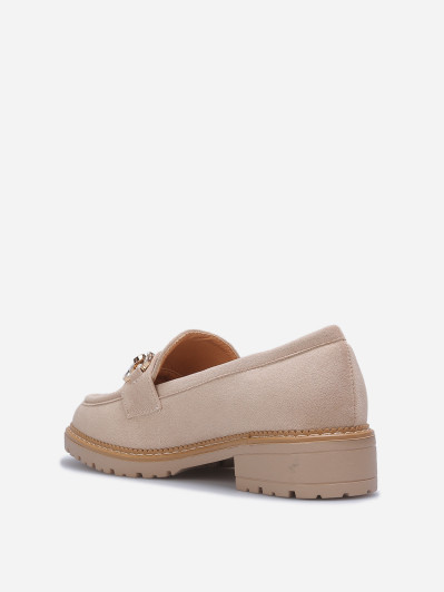 Mocassins en suédine à strass taupe