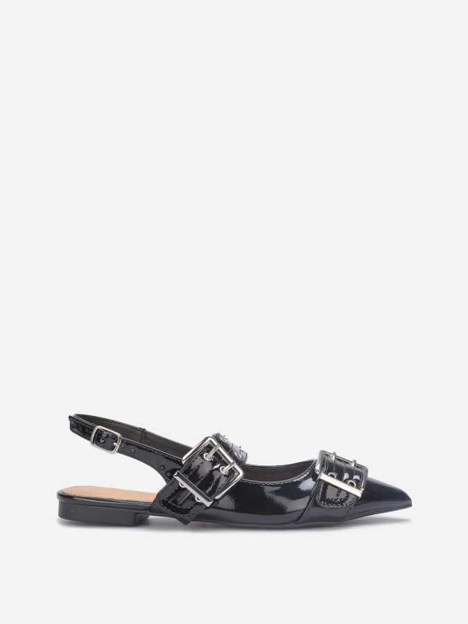 Ballerines slingback à boucles noires
