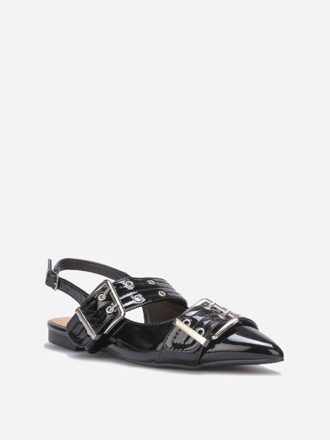 Ballerines slingback à boucles noires