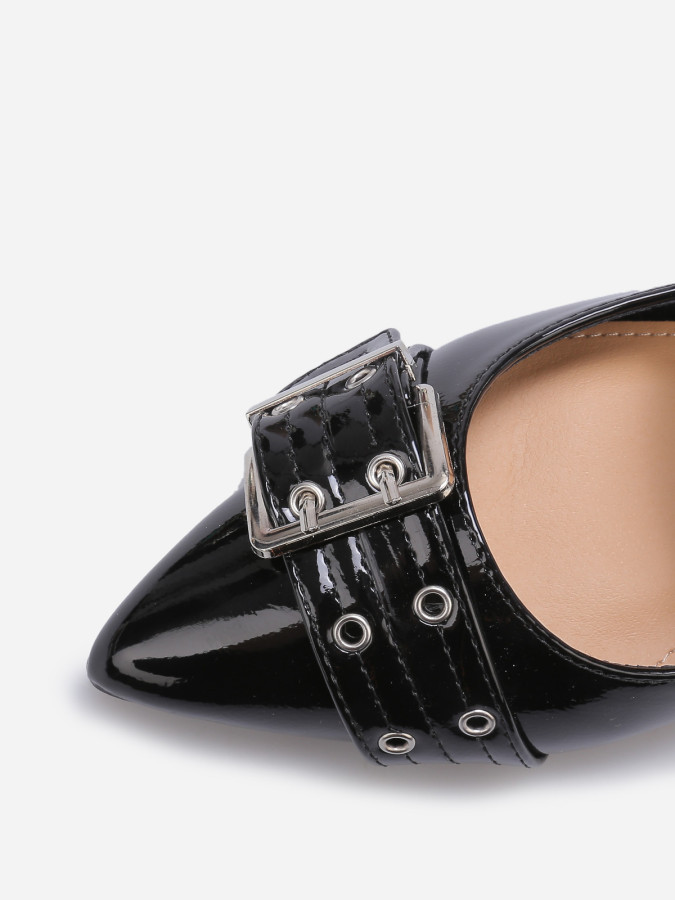 Ballerines slingback à boucles noires