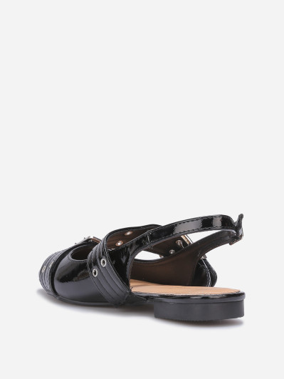 Ballerines slingback à boucles noires