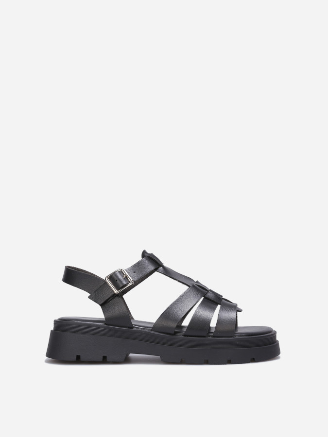 Sandales à brides et semelle crantée noires