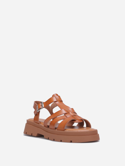 Sandales à brides et semelle crantée camel