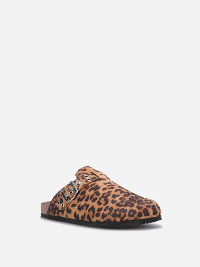 Mules en suédine à bride et boucle marron