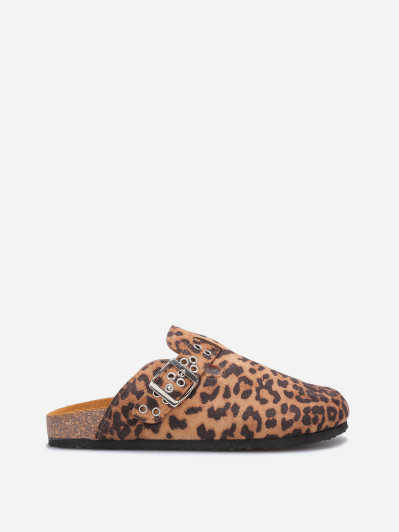 Mules en suédine à bride et boucle marron