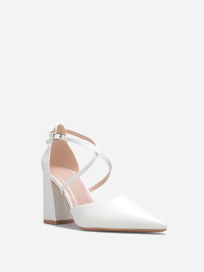 Escarpins blancs ouverts à brides croisées