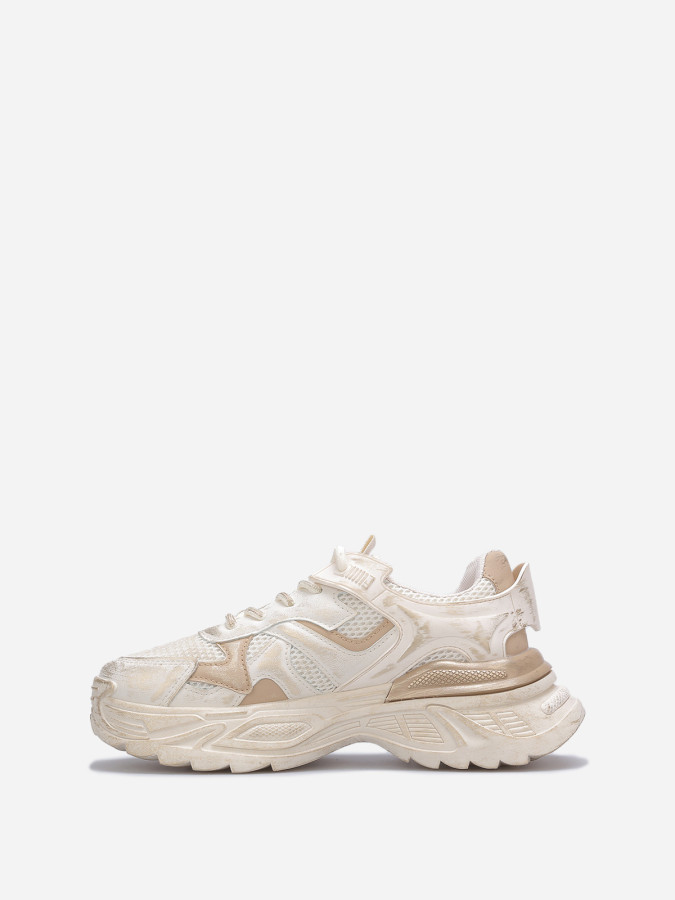 Baskets à effet tacheté avec plateforme taupe