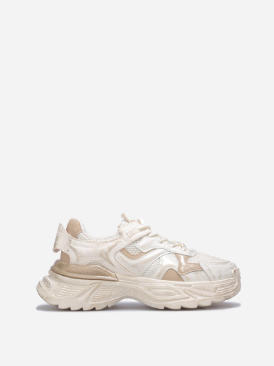 Baskets à effet tacheté avec plateforme taupe