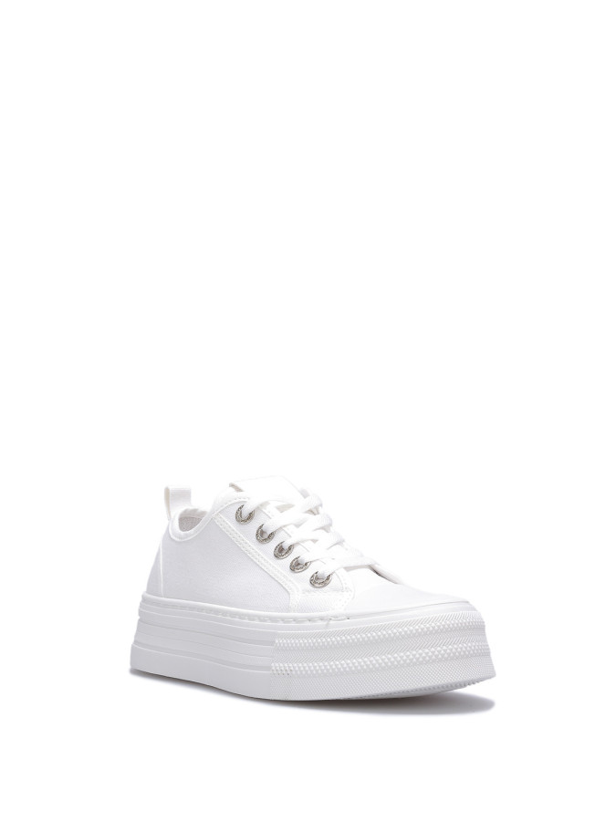 Tennis à plateforme et détails strass blanches