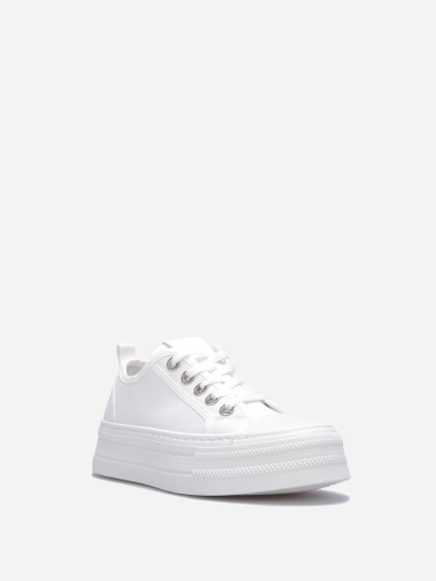 Tennis à plateforme et détails strass blanches