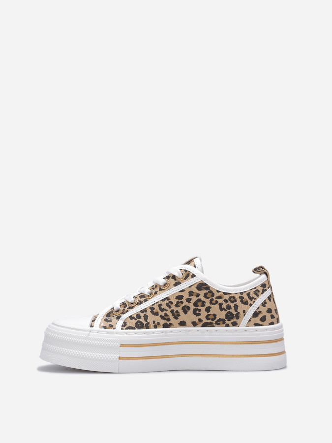 Tennis à plateforme et détails strass marrons