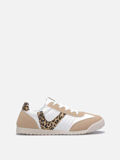 Baskets basses à effet matelassé taupe