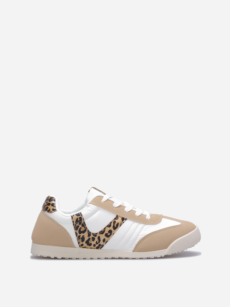 Baskets basses à effet matelassé taupe