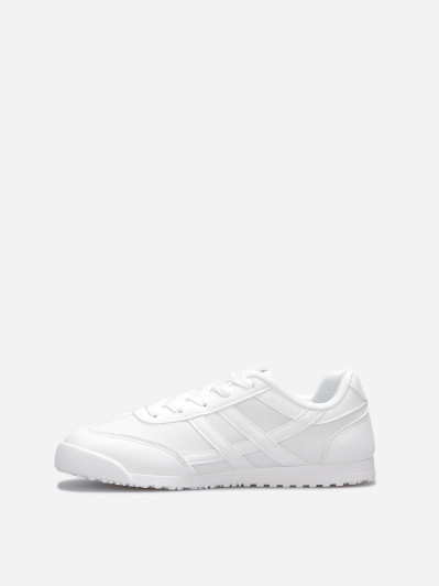 Baskets bi-matières à semelle chunky blanches