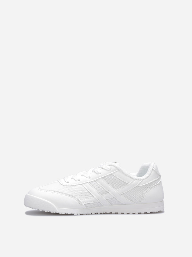 Baskets bi-matières à semelle chunky blanches