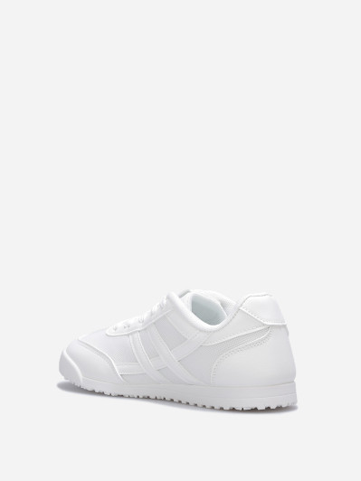 Baskets bi-matières à semelle chunky blanches