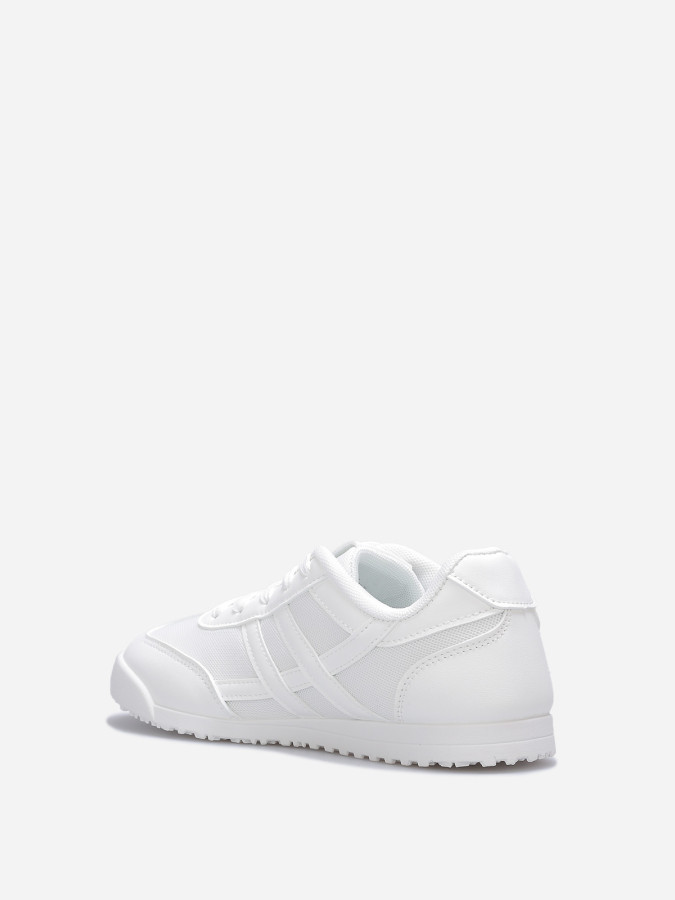 Baskets bi-matières à semelle chunky blanches