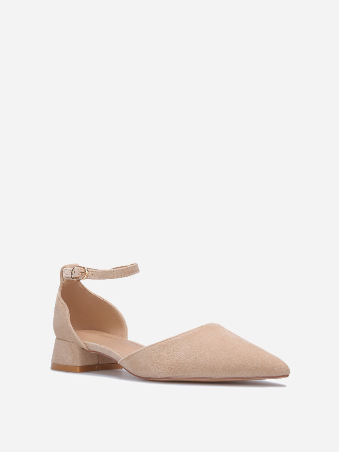 Ballerines pointues en suédine taupe