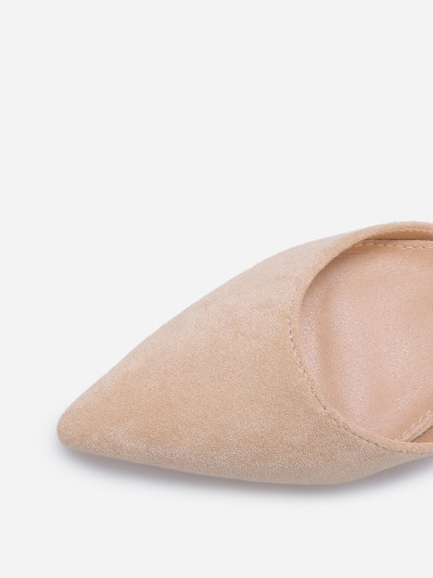 Ballerines pointues en suédine taupe