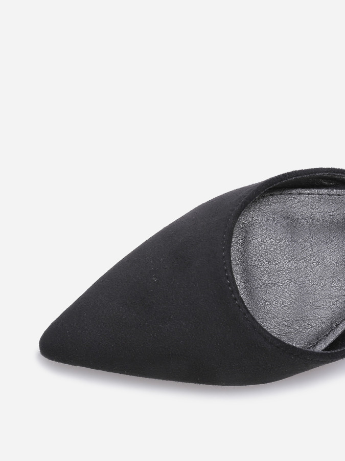 Ballerines pointues en suédine noires