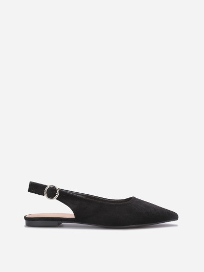 Ballerines pointues à bride et boucle noires