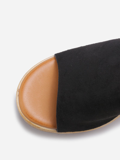 Mules en suédine à talon plateforme noires