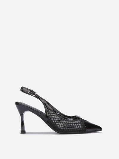 Escarpins slingback effet résille noirs