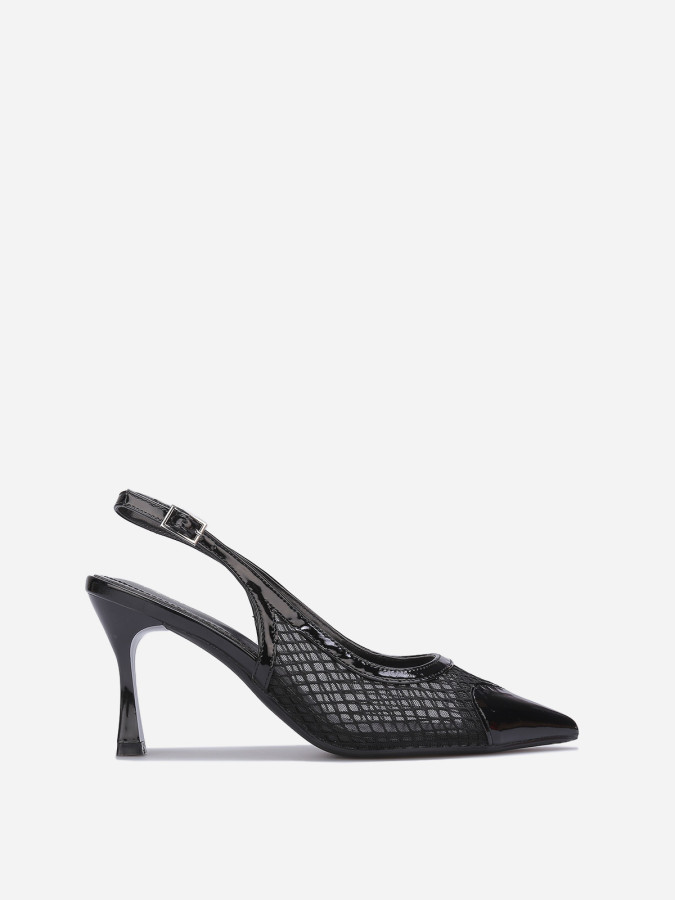 Escarpins slingback effet résille noirs