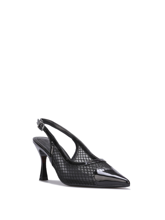 Escarpins slingback effet résille noirs
