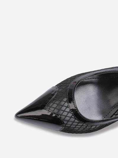 Escarpins slingback effet résille noirs