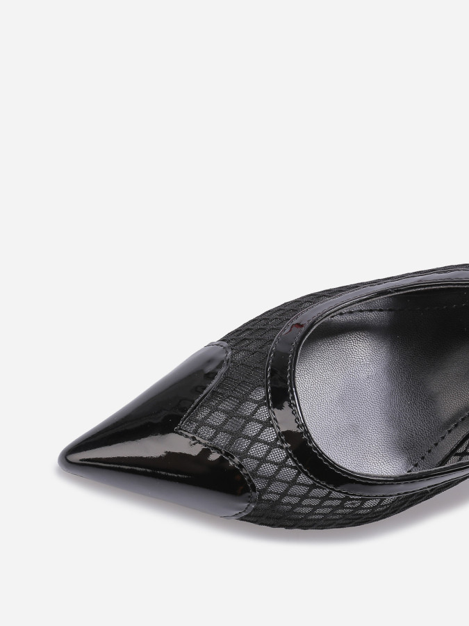 Escarpins slingback effet résille noirs