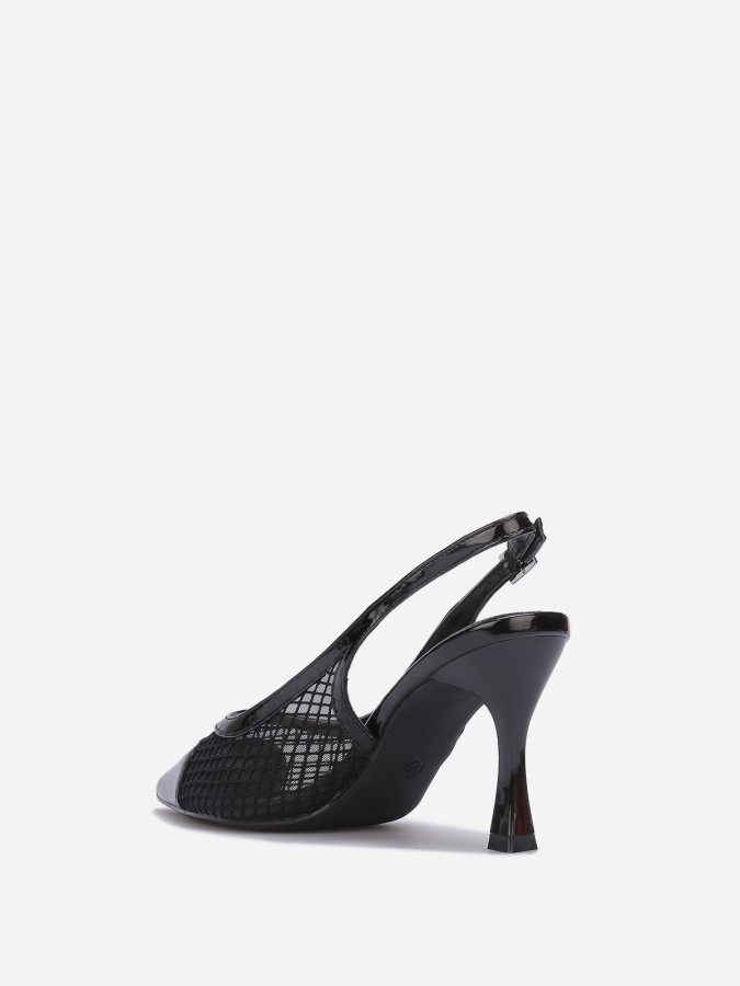Escarpins slingback effet résille noirs