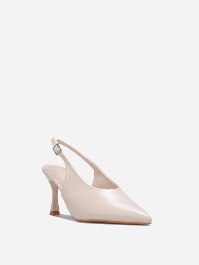 Escarpins slingback style rétro beiges