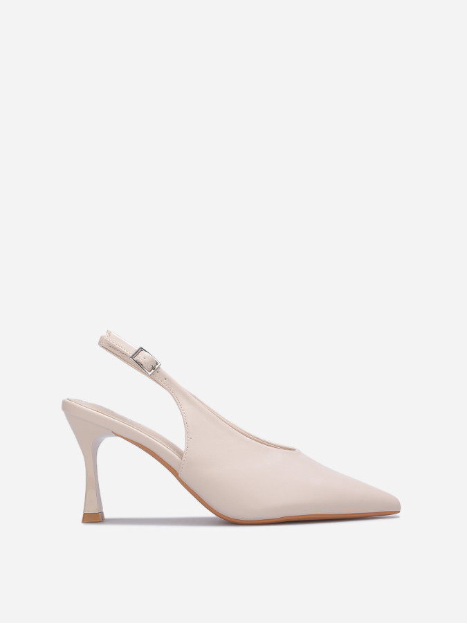 Escarpins slingback style rétro beiges