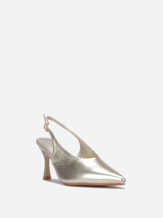 Escarpins slingback style rétro dorés