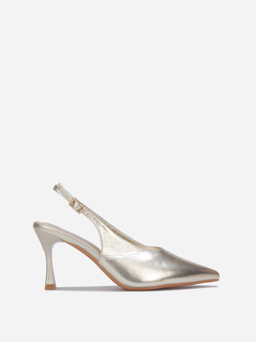 Escarpins slingback style rétro dorés