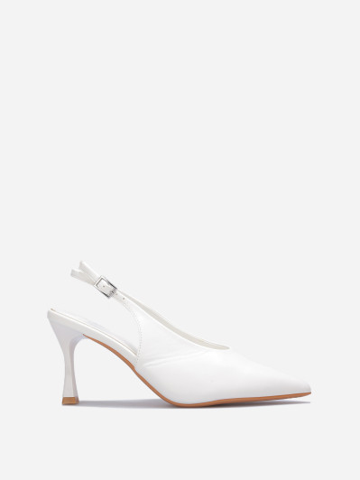 Escarpins slingback style rétro blancs