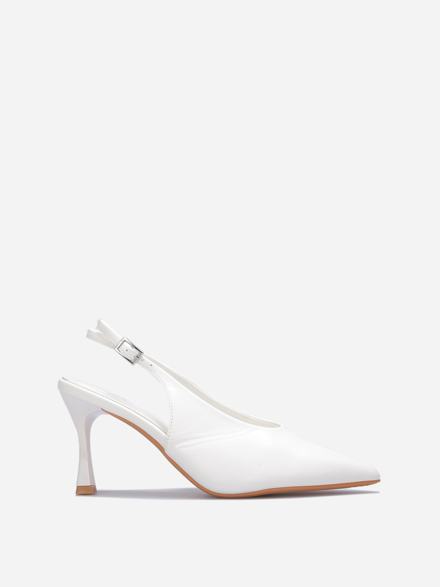 Escarpins slingback style rétro blancs