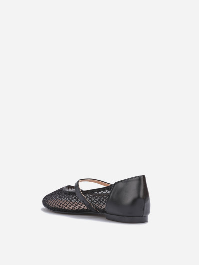 Ballerines babies en simili et résille noires